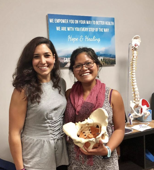 Dr. Maha Nasrallah-Babenko, PhD (left) with Dr. Christina Vivit, PT, DPT of Sarton Physical Therapy (right).